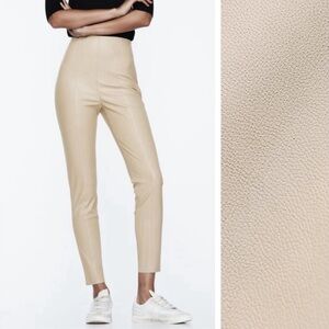 Zara Sand Faux Leather Leggings
